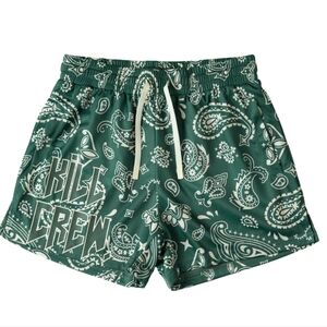KILLCREW MUAY THAI SHORTS (MID THIGH CUT) BANDANA - GREEN / CREAM LARGE